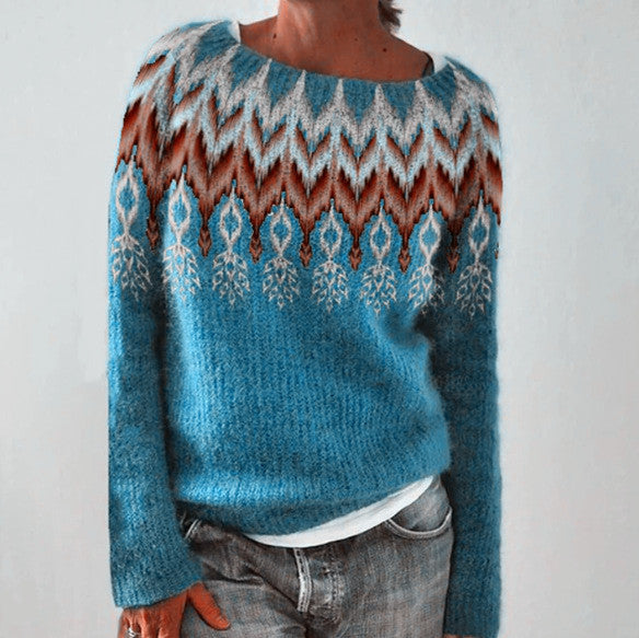 Elina – Wool Winter Sweater with Ethnic Patterns