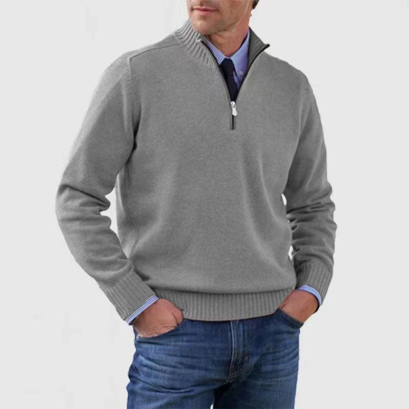 Oliver - Cotton sweater Cotton, polyester with a zipper under the neck elegant casual