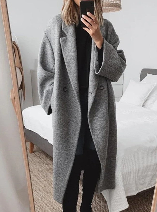 Long oversized coat in caramel shade