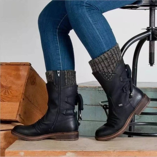 Isla - Women's winter boots in purple leather with insulation, fashionable