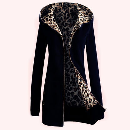 Damska bluza z kapturem z leopardowym wnętrzem Eloura-Moda