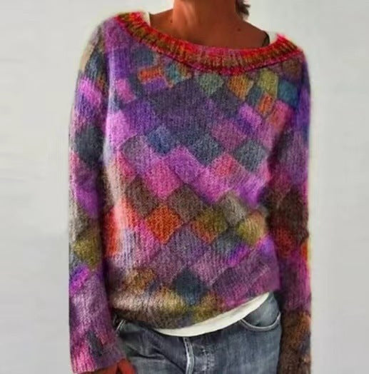 Maya - Women's cashmere wool sweater, colorful, patterned, soft, fashionable