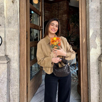 Winter jacket with a suede effect in a fitted cut