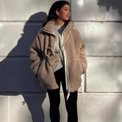 Amelia - Women's oversized fleece jacket warm fashionable winter urban