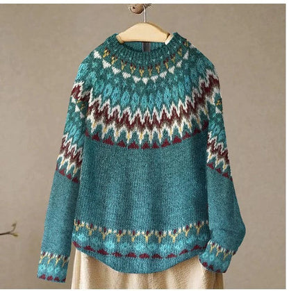 Elina – Wool Winter Sweater with Ethnic Patterns 