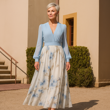 Elegant dress with long sleeves and flared bottom