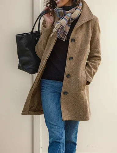 Winter coat made of a wool blend, button-up