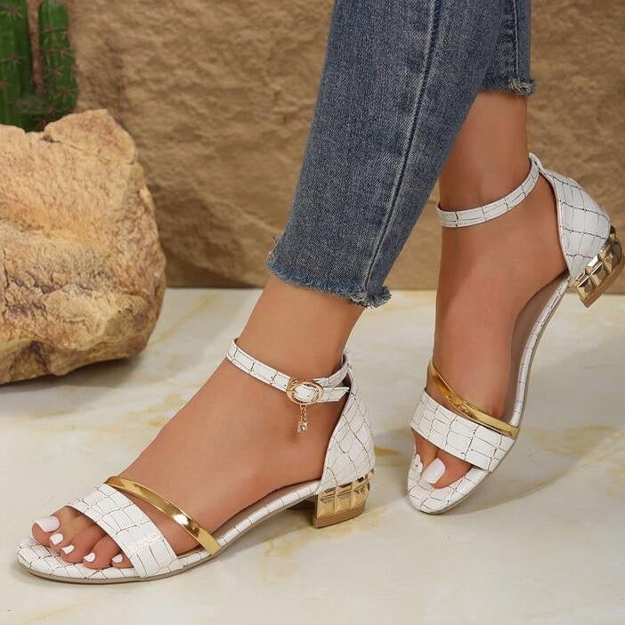 Decorative heel sandals
