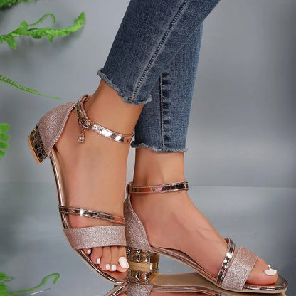 Decorative heel sandals