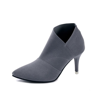 Dame eleganckie botki za kostkę z szpiczastym wykończeniem i modnym materiałem stretch Eloura-Moda