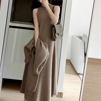 Sukienka dzianinowa dla kobiet z luźnym, oversized górnym krojem i elegancką spódnicą Eloura-Moda