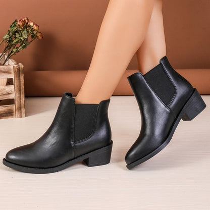 Botki Chelsea damskie z wegańskiej skóry z elastycznymi wstawkami bocznymi Eloura-Moda