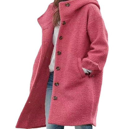 Women's oversized wool coat with a practical button closure Eloura-Moda