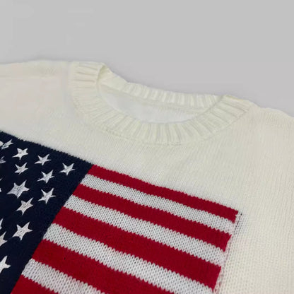 Sweter damski z motywem amerykańskiej flagi Eloura-Moda