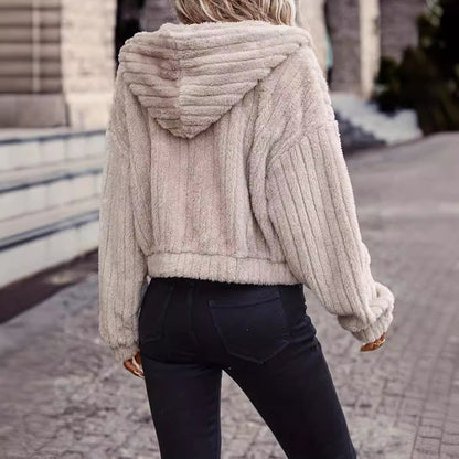 Damska bluza polarowa z kapturem i miękką podszewką Eloura-Moda