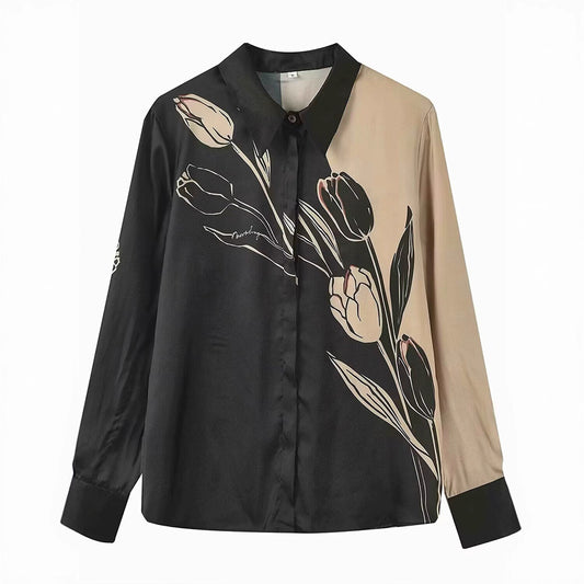 Damska bluzka z floralnym wzorem i eleganckimi akcentami Eloura-Moda