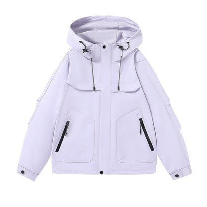 Unisex techniczna kurtka wiatrowa z wielofunkcyjnymi kieszeniami i regulowanym designem kaptura Eloura-Moda