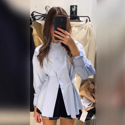 Damska bluzka w dużych rozmiarach z eleganckim detalem sznurowania Eloura-Moda