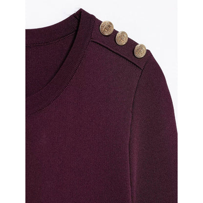 Sukienka dzianinowa damska z dekoracyjnymi detalami guzikowymi i praktycznymi kieszeniami Eloura-Moda