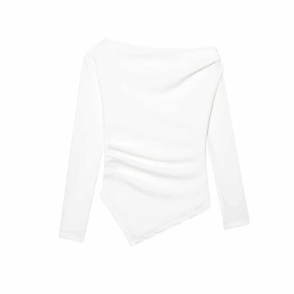Damska asymetryczna bluzka z długim rękawem z drapowaniem Eloura-Moda