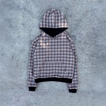 Damska bluza z kapturem z nowoczesnym wzorem w kratę Eloura-Moda
