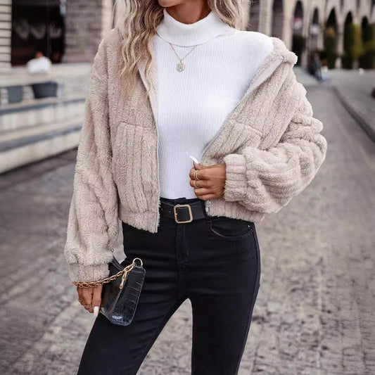 Damska bluza polarowa z kapturem i miękką podszewką Eloura-Moda