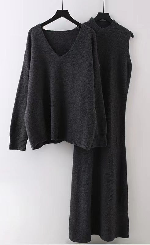 Sukienka dzianinowa dla kobiet z luźnym, oversized górnym krojem i elegancką spódnicą Eloura-Moda