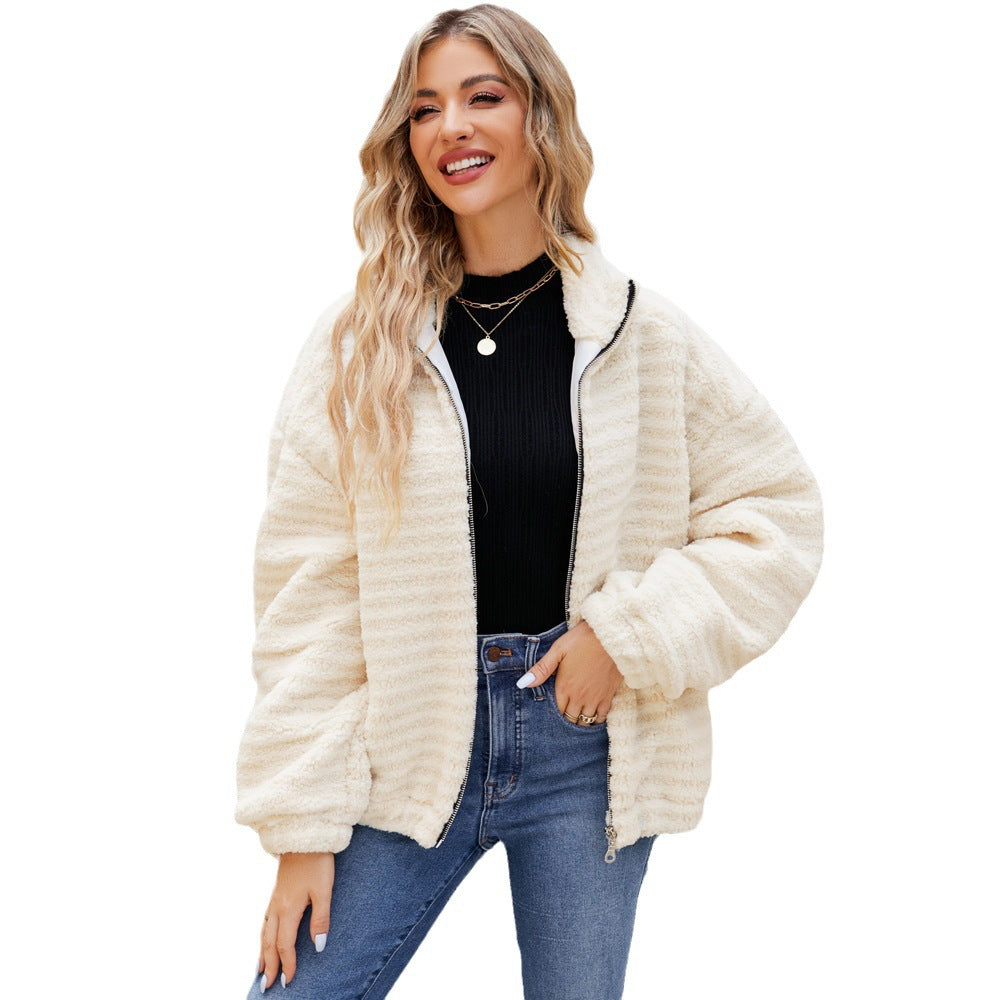 Damska bluza z dzianiny fleece z wysokim kołnierzem i suwakiem Eloura-Moda