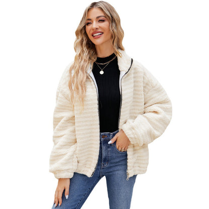 Damska bluza z dzianiny fleece z wysokim kołnierzem i suwakiem Eloura-Moda
