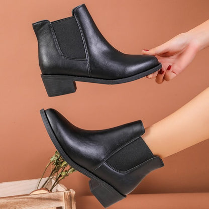 Botki Chelsea damskie z wegańskiej skóry z elastycznymi wstawkami bocznymi Eloura-Moda