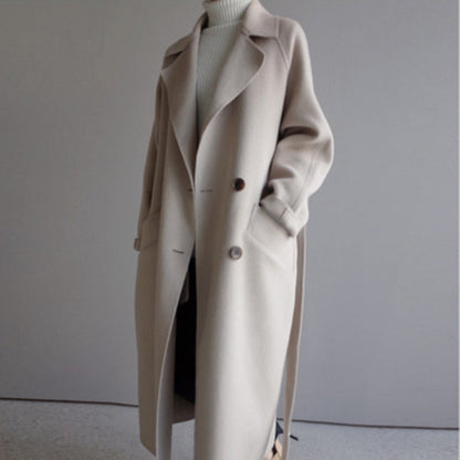 Long coat made of wool blend with a loose fit