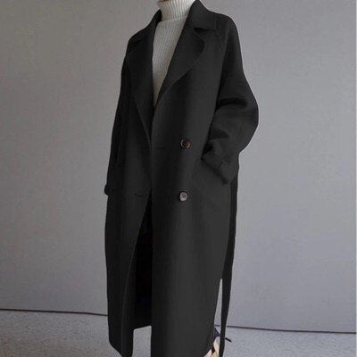 Long coat made of wool blend with a loose fit