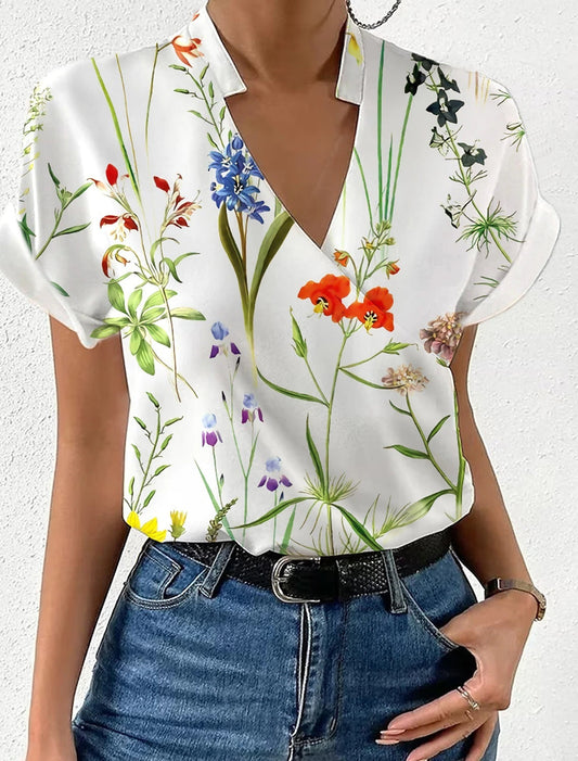 Bluzka Martha – kwiatowy model z dekoltem w serek