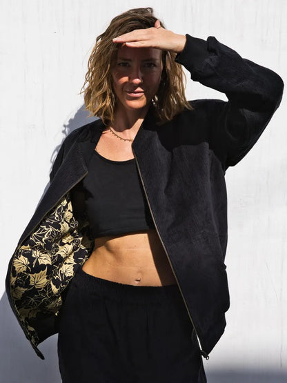 Reversible corduroy bomber jacket