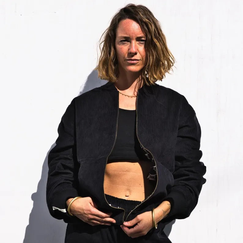 Reversible corduroy bomber jacket