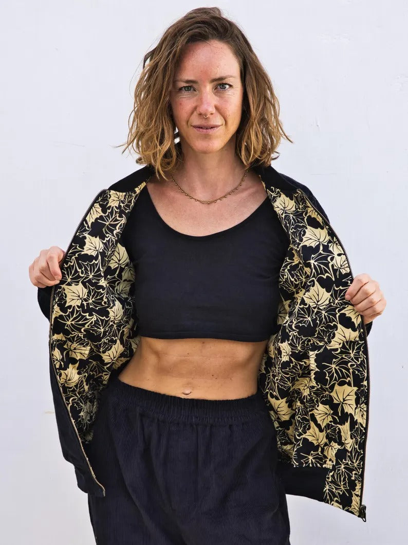 Reversible corduroy bomber jacket