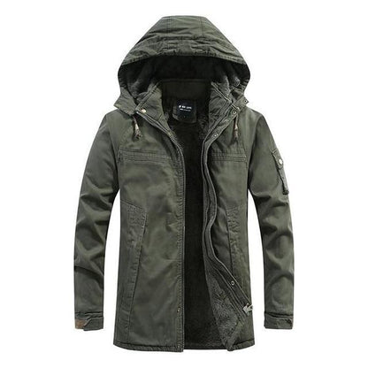 Winter jacket with hood and fleece lining