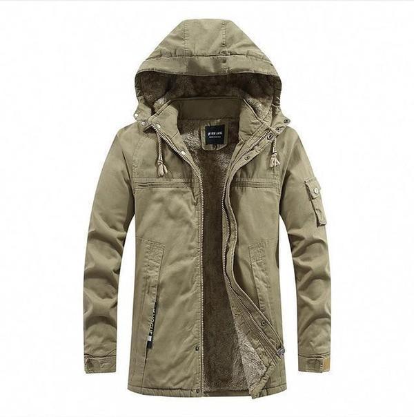 Winter jacket with hood and fleece lining