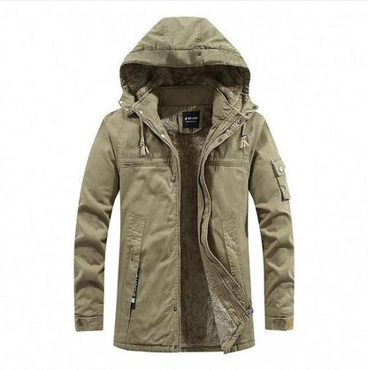 Winter jacket with hood and fleece lining